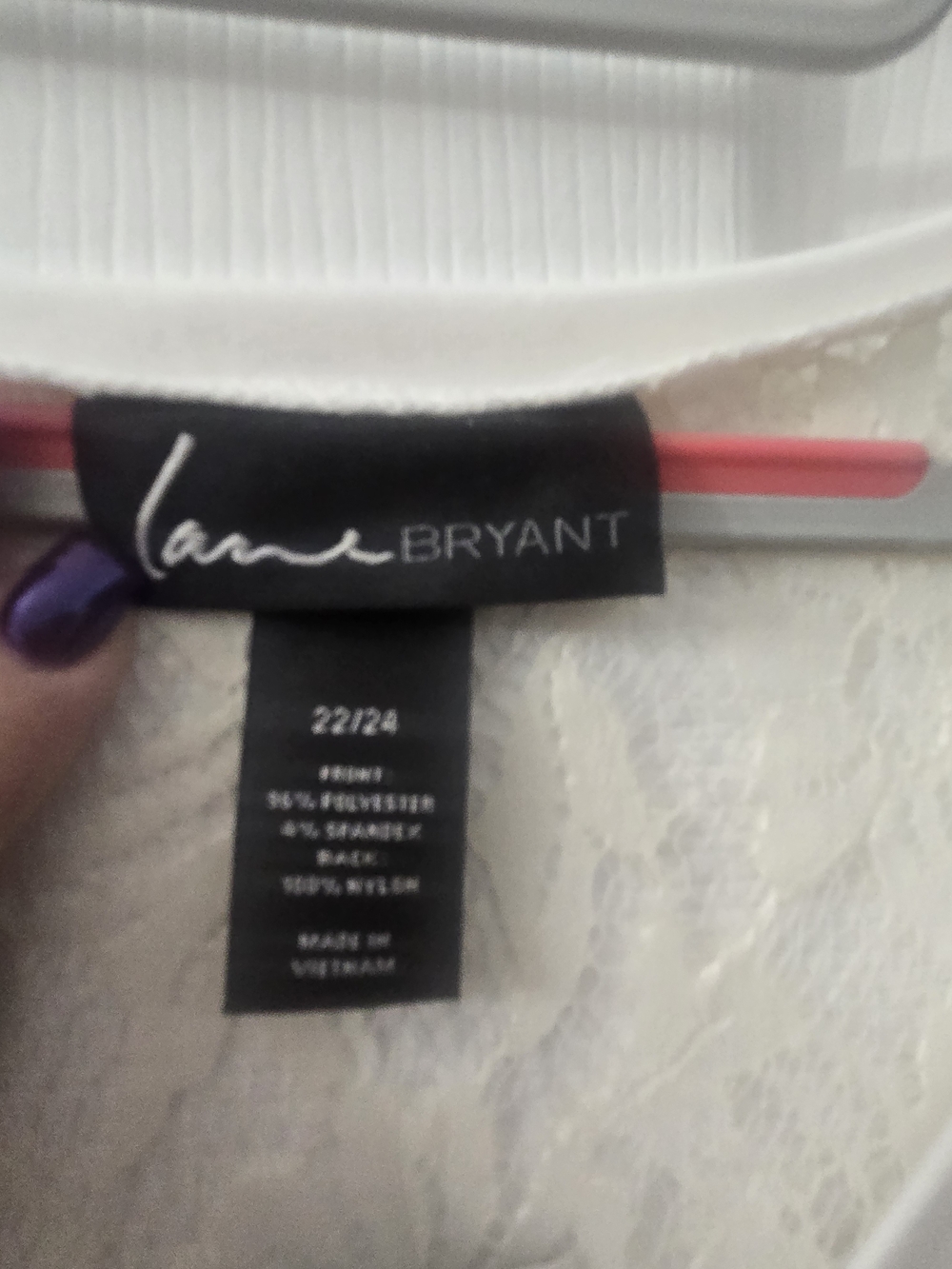 Lane Bryant White Lace Top - Size 22/24